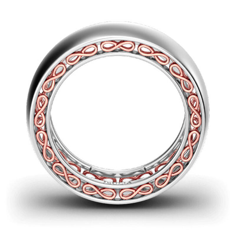 Jeulia Wide Two Tone Infinity Sterling Silver Women's Band