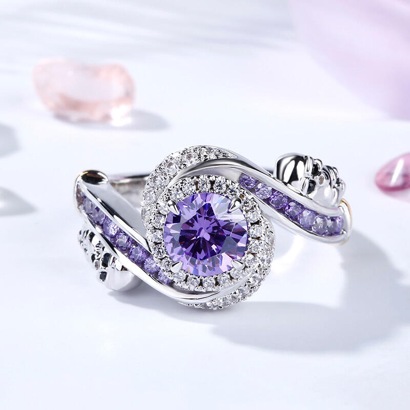 Jeulia スターリングシルバー ヘイロー ドクロ リング