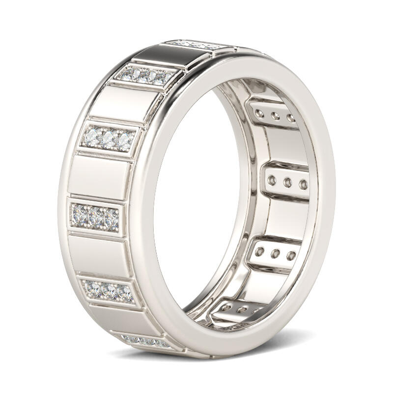 Jeulia Anel masculino clássico de prata esterlina com corte redondo