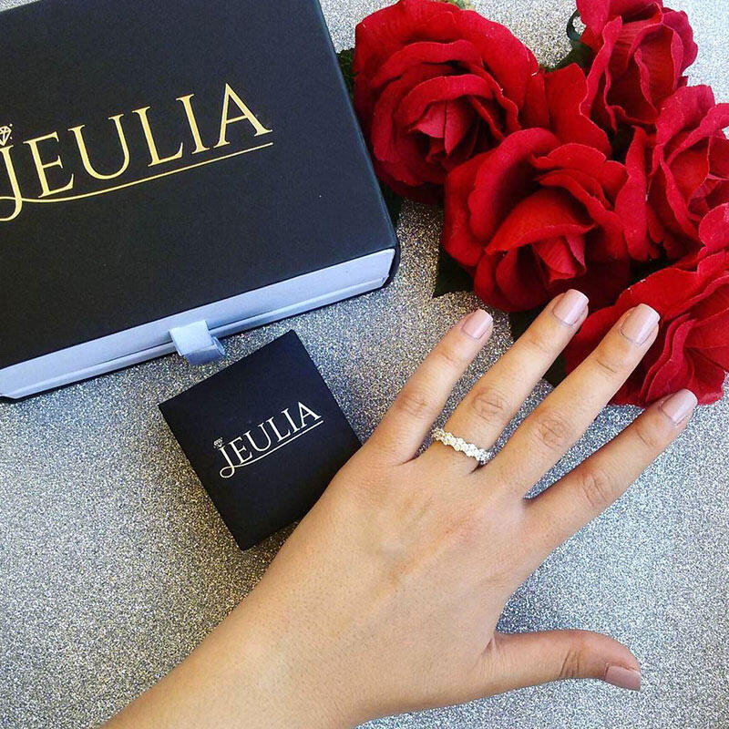 Jeulia Dainty Round Cut Sterling Silver Women's Band