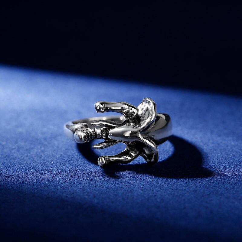 Jeulia "Maternal Love" Elephant Sterling Silver Men's Ring