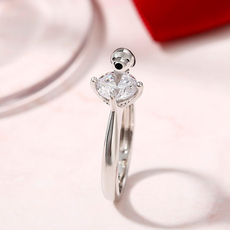 Jeulia Hug Me "Live in the Present" valp med runda snitt i sterlingsilver