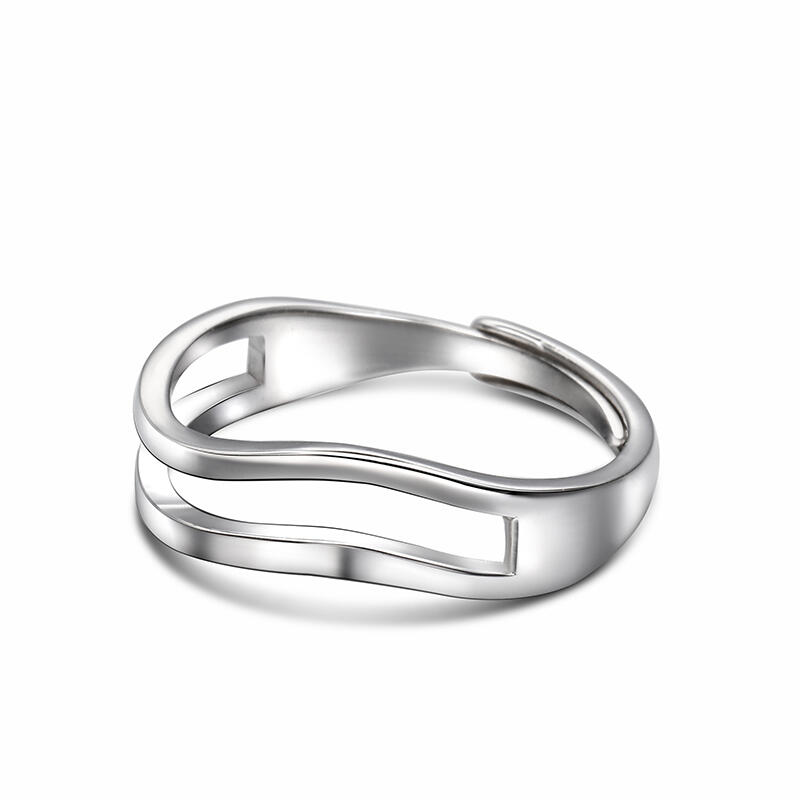 Jeulia Anillo pulido con diseño simple de plata de ley de talla ajustable para hombre