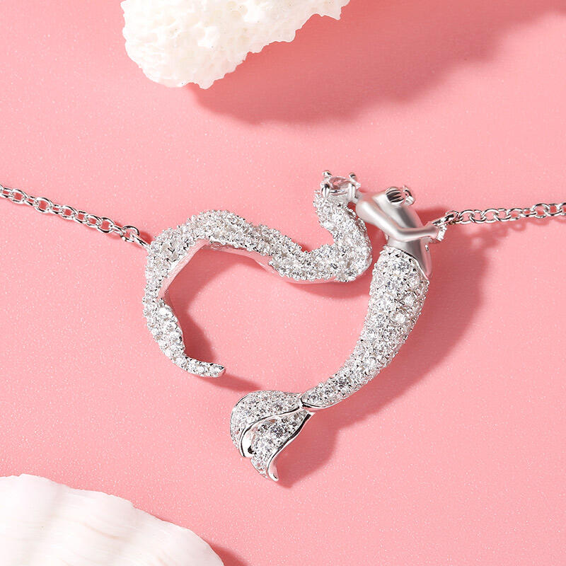 Jeulia "Ocean's Light" Sterling Silver Mermaid Gift Necklace for Valentine's Day