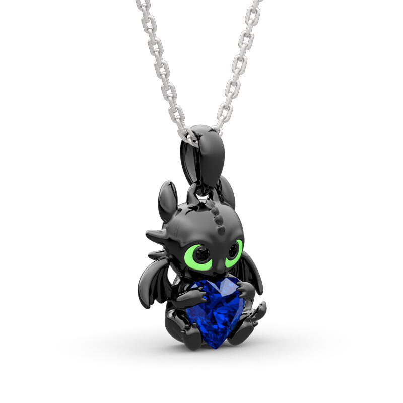Jeulia Hug Me "Show Your Heart" Dragon Heart Cut Sterling Silver Necklace