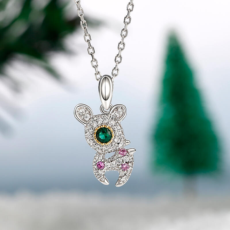 Jeulia トナカイ 鹿デザイン シルバー ネックレス