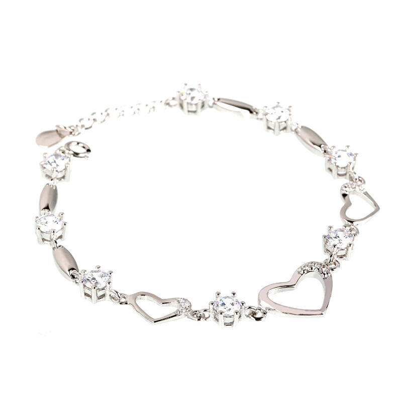 Jeulia Heart Shape Sterling Silver Bracelet
