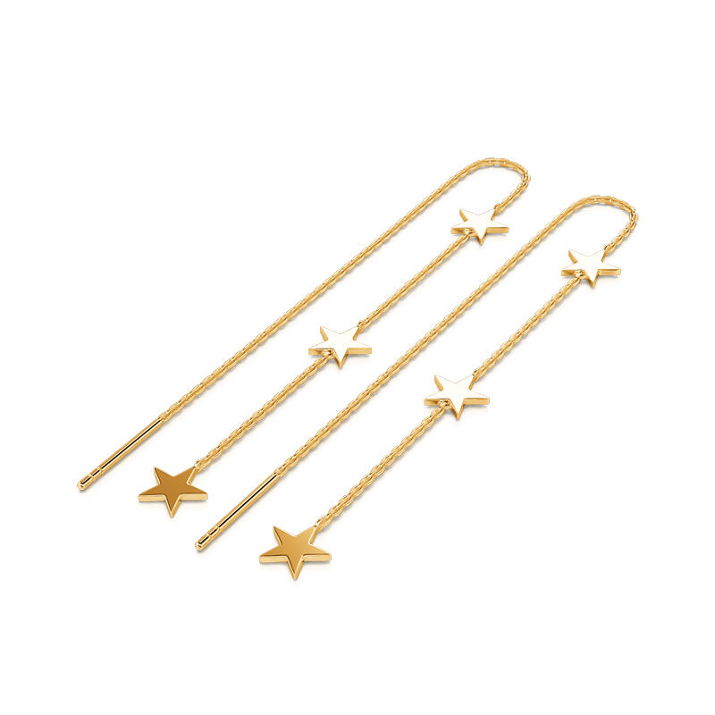 Jeulia "Dreamy Star" Sterling Silver Threader Earrings