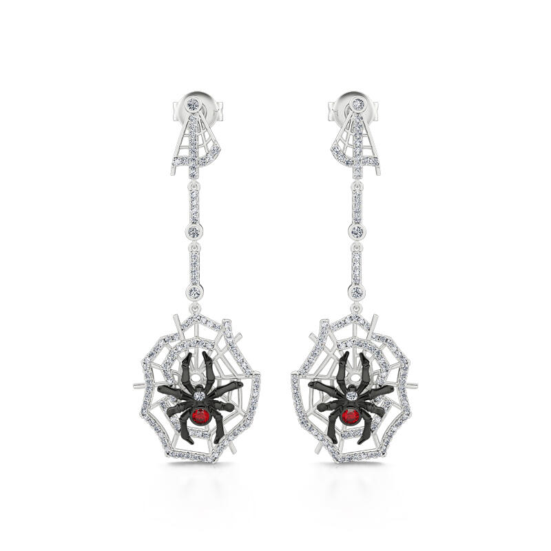 Jeulia "Web of Death" Spider Web Two Tone Sterling Silver Earrings