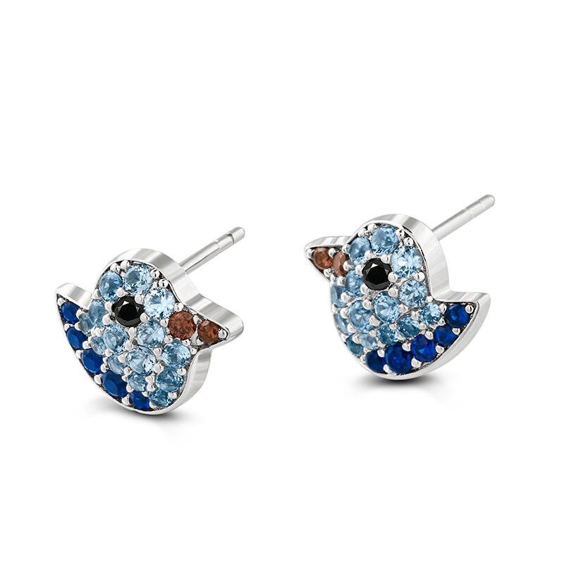 Jeulia キュート 小鳥 アヒル シルバー スタッド ピアス