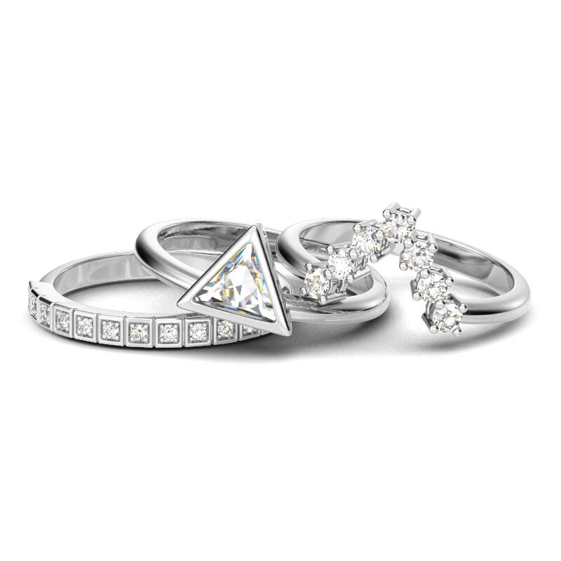 Jeulia Stackable Triangle Cut Sterling Silver Ring