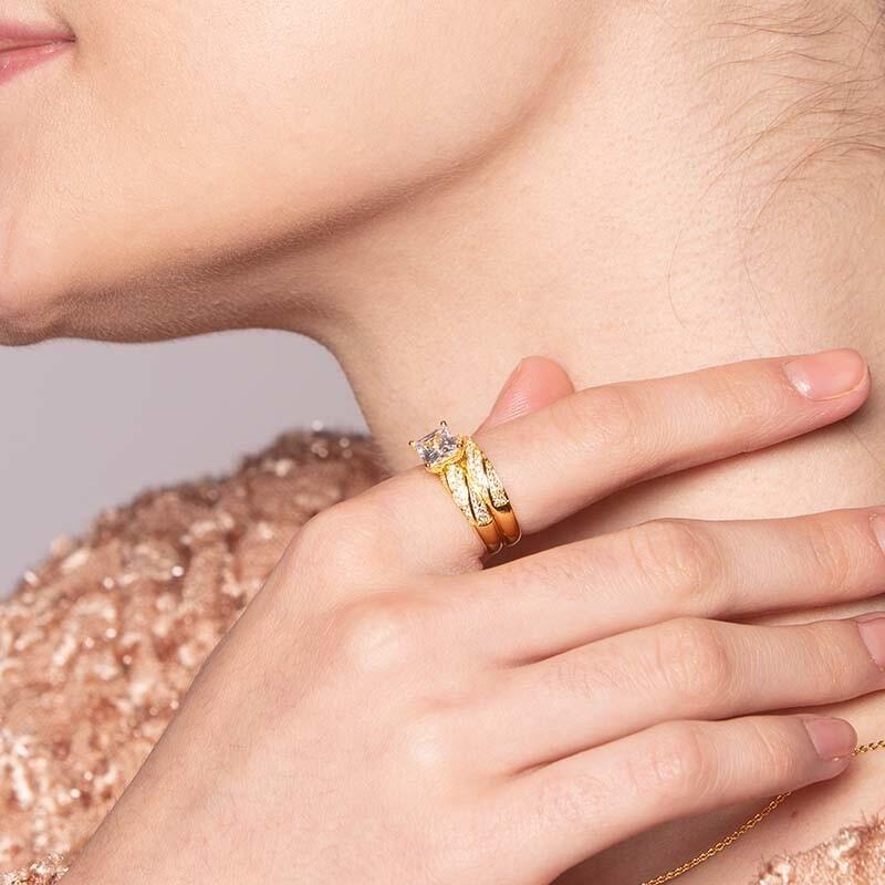 "Your Sweetness" Asscher Cut 2pcs Bridal Set