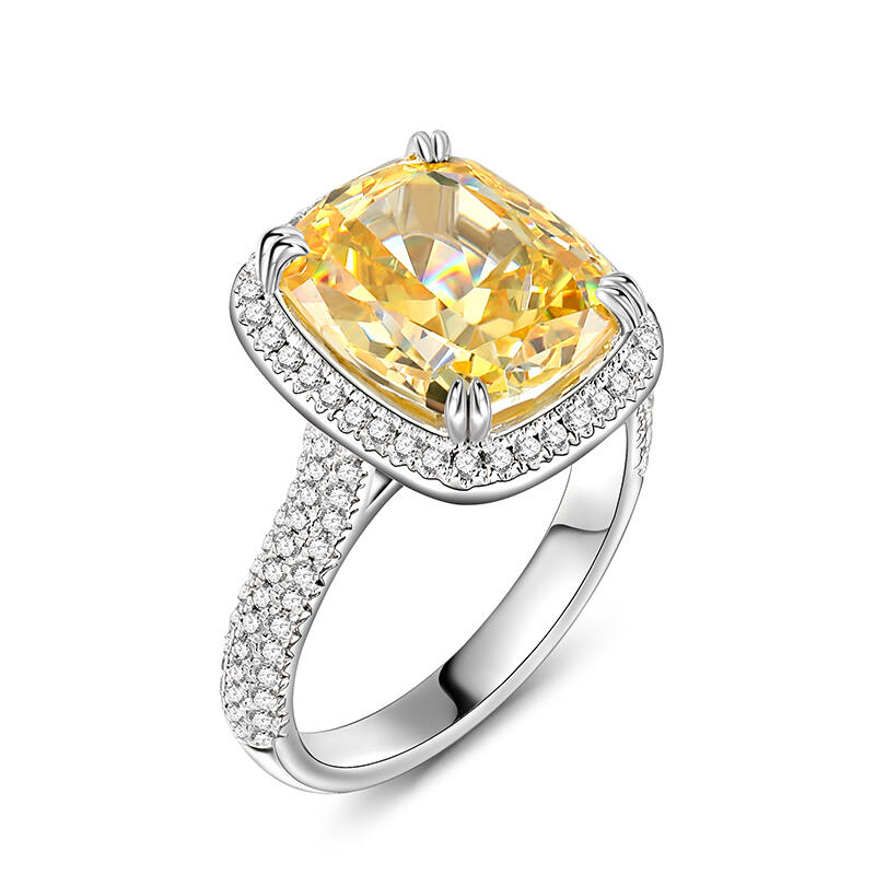 Jeulia Halo Fat Oblong Sterling Silver Ring