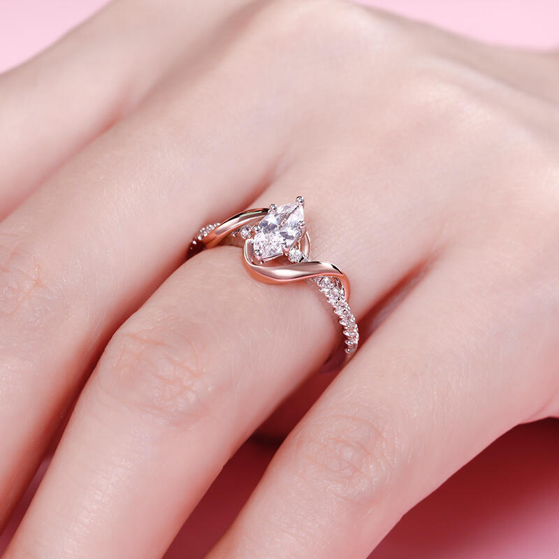 Jeulia Amore Coupe Marquise Bague de fiançailles Argent Sterling