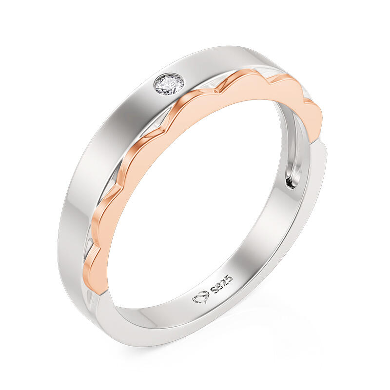 Jeulia Two Tone Prince Cloak Men's Wedding Band Round Cut