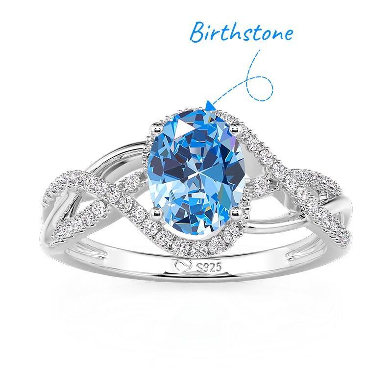 Jeulia Double Twist Custom Oval Birthstone Ring