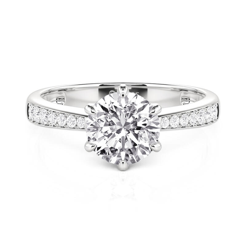 Jeulia Classic Round Cut Sterling Silver Ring