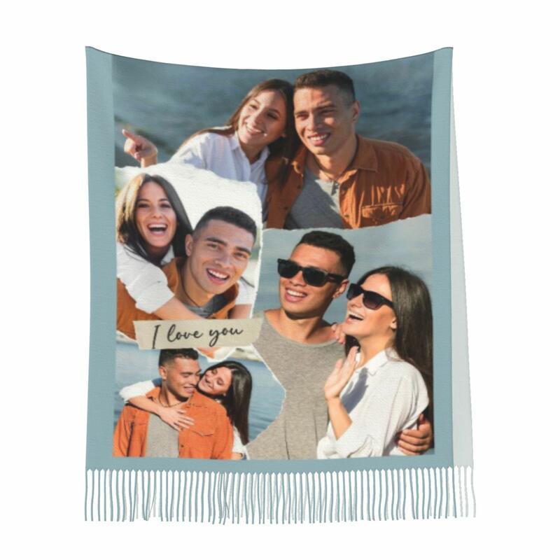 Personalized Photo Scarf Soft Winter Scarf Valentine's Day Gift for Couples