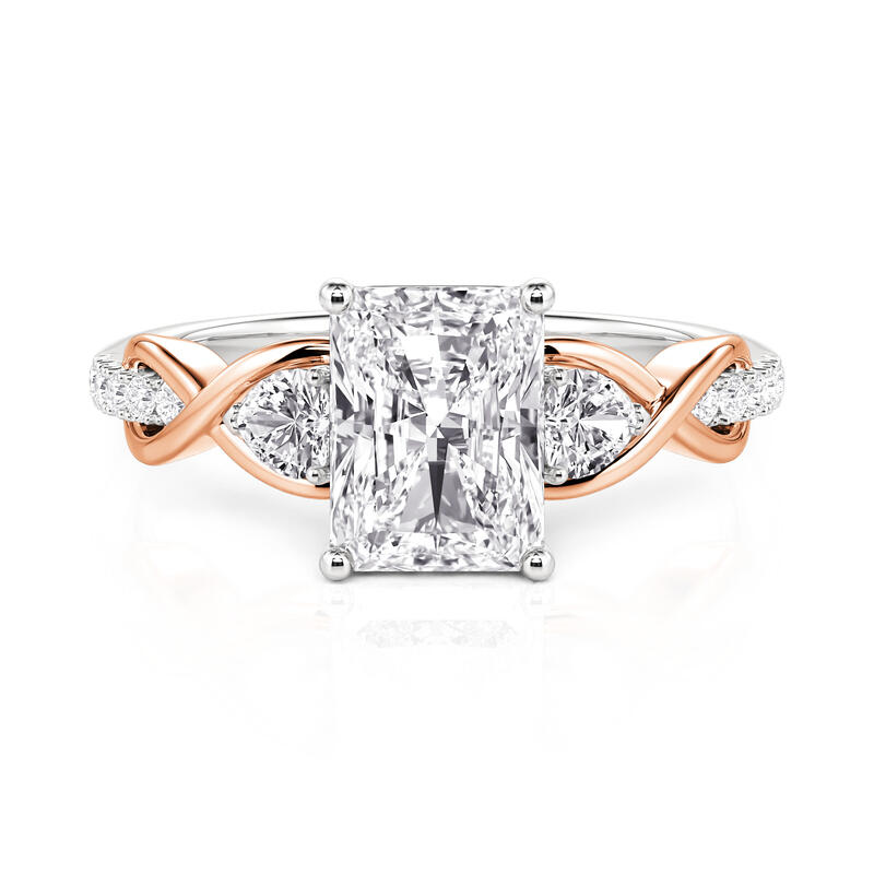 Jeulia Two Tone Infinity Radiant Three Stone Engagement Ring