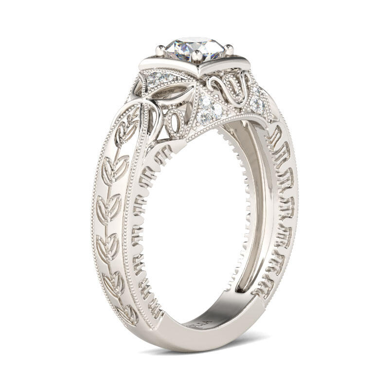 Jeulia Anillo Con Estilo Vintage De Talla Redonda En Plata De Ley