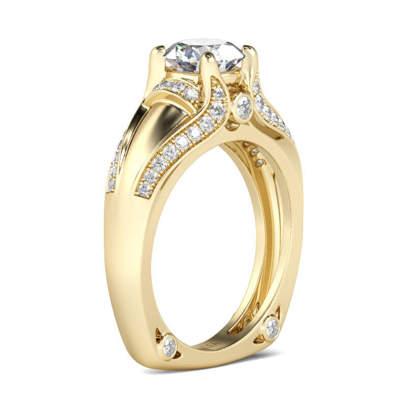 Jeulia Gold Tone Round Cut Sterling Silver Ring