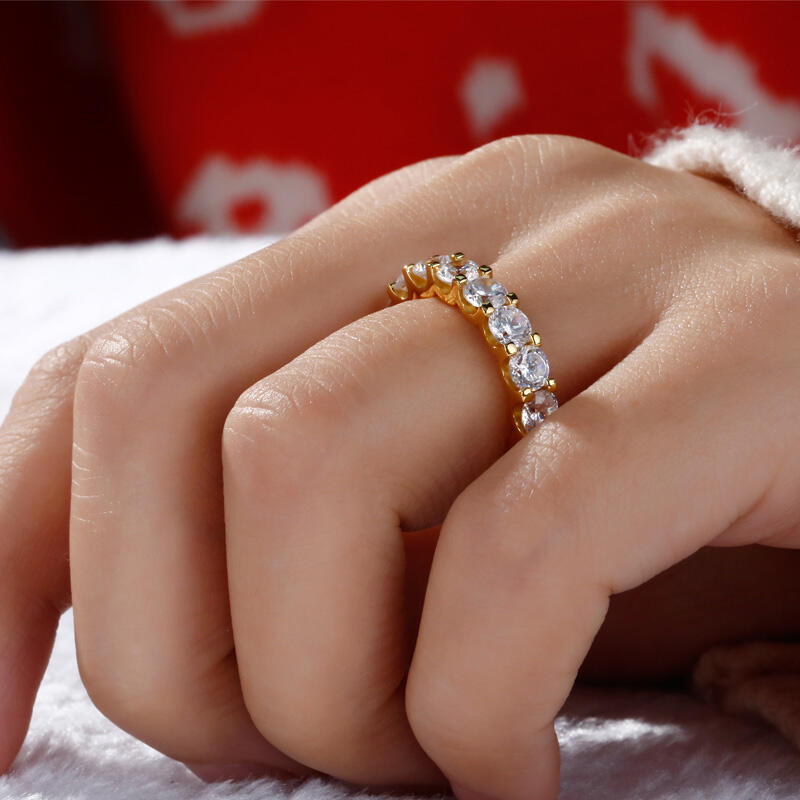 Jeulia Gold Tone Bar Setting Sterling Silver Women's Band