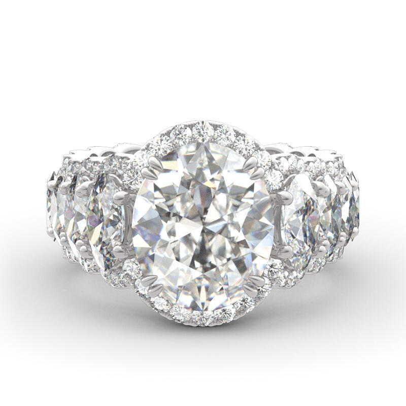 Jeulia Anel de prata esterlina com corte oval halo artístico