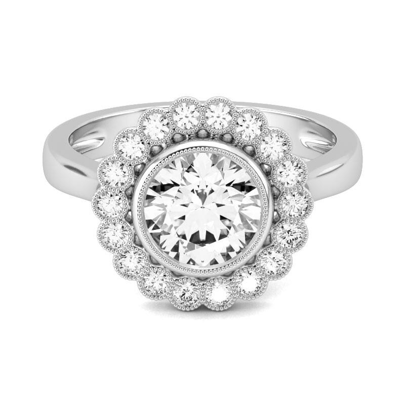 Jeulia Milgrain Round Cut Sterling Silver Ring