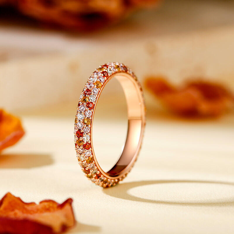 Jeulia "Brinnande Färg" Flerfärgad Rundt Skuret Sterling Silver Kvinnor Band