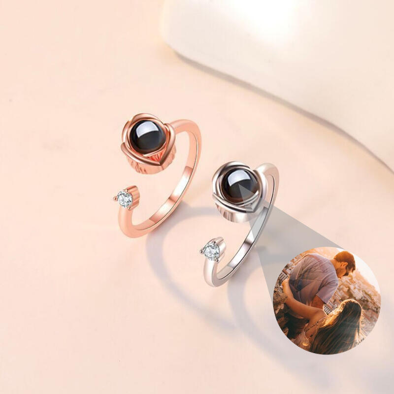 ローズ 投影 写真 写真入れ フォーク リング