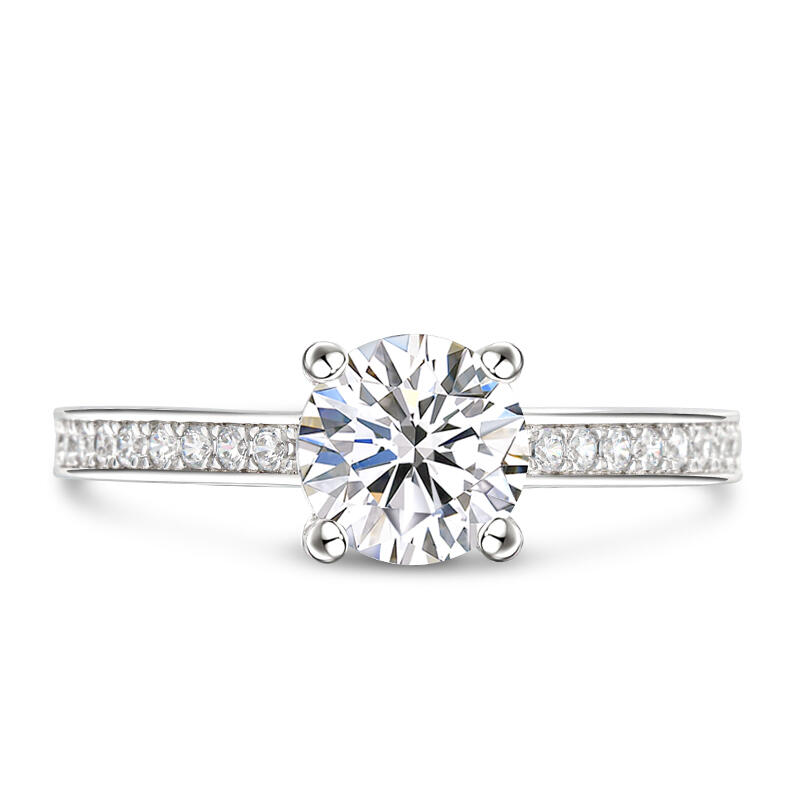 Jeulia Classic Round Cut Sterling Silver Ring