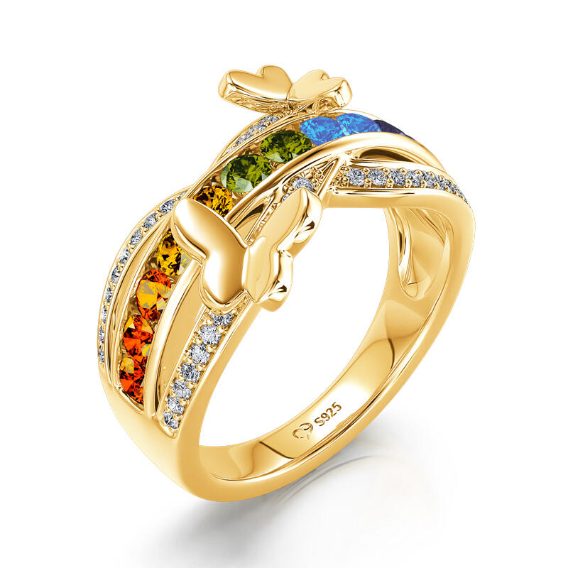 Jeulia "Hello Beauty" Butterfly Cross Sterling Silver Ring