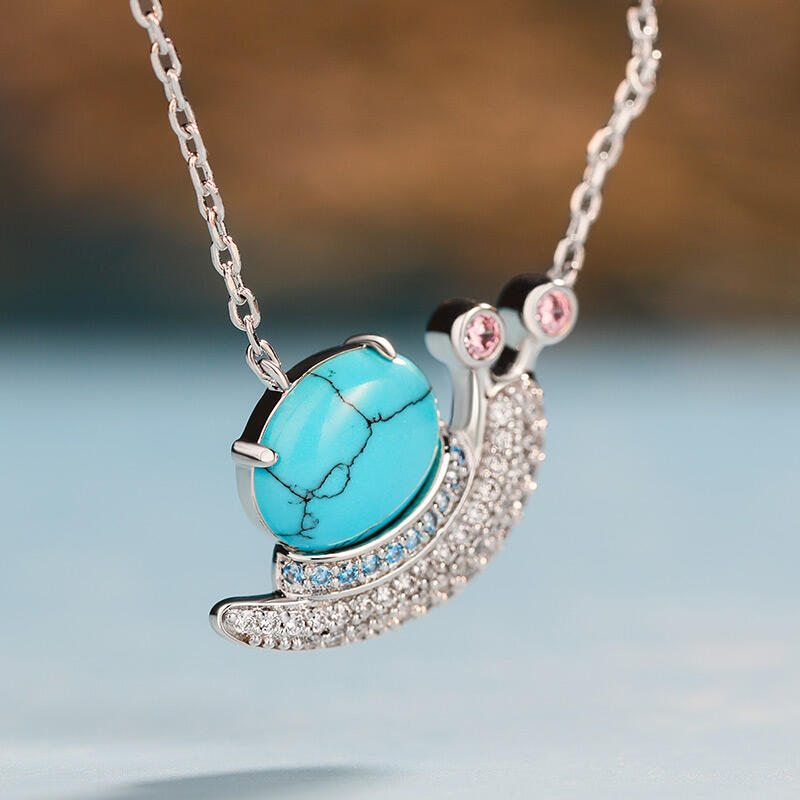 Jeulia 蝸牛 デザイン トルコ石 シルバー ネックレス