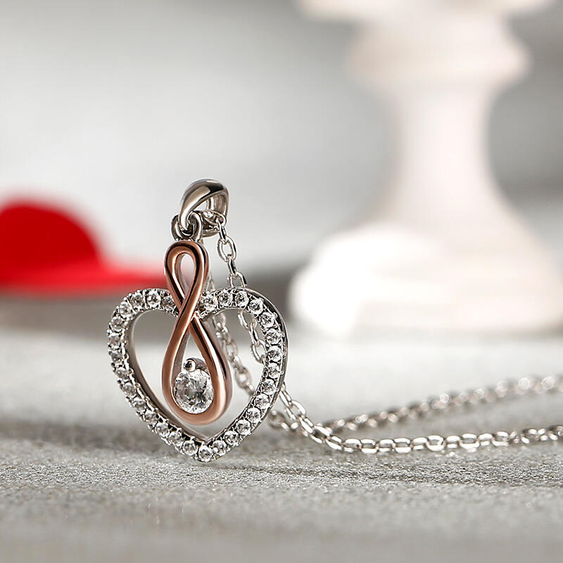 Jeulia "You Complete Me" Infinity Love Heart Sterling Silver Necklace