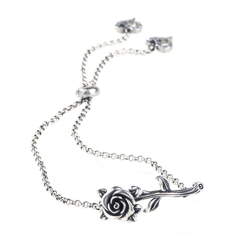 Jeulia Heart Leaves Rose Branch Bracelet