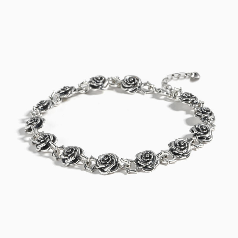 Jeulia "Roses" Flower Sterling Silver Bracelet (195mm)