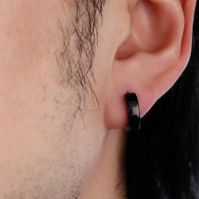 Jeulia Simple Men's Stainless Steel Hoop Earrings
