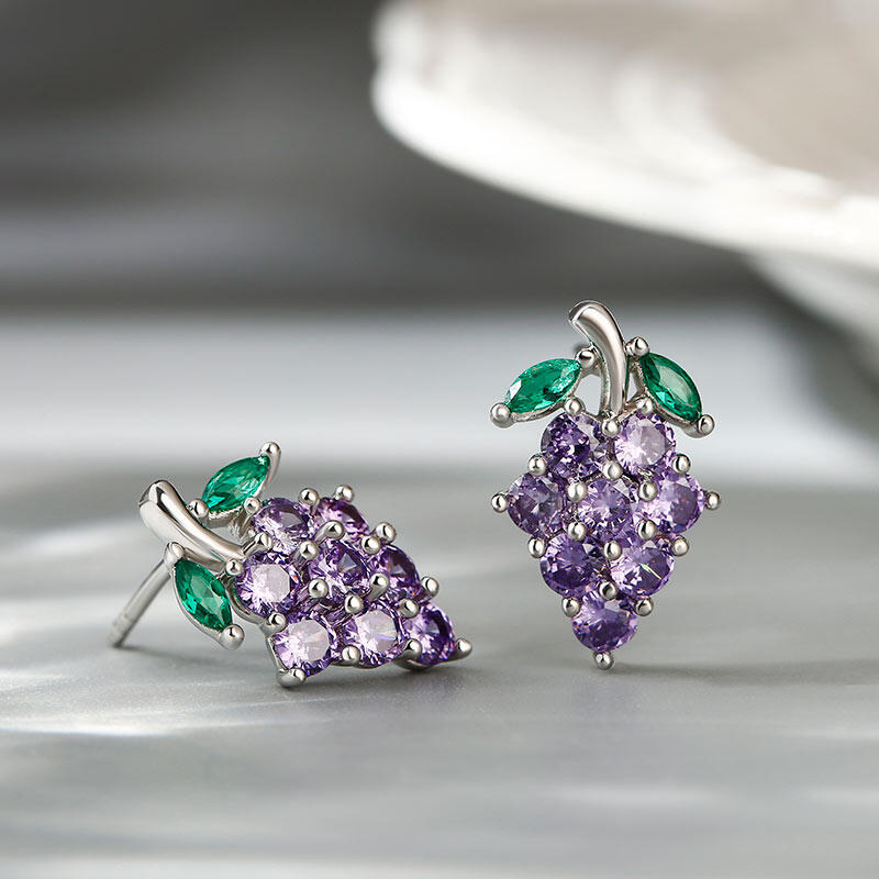 Jeulia Cute Grape Fruit Sterling Silver Stud Earrings