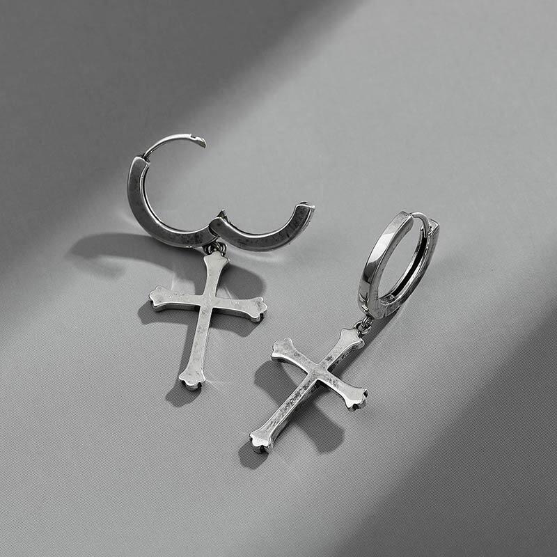 Jeulia "Sinner Cross" Sterling Silver Earrings