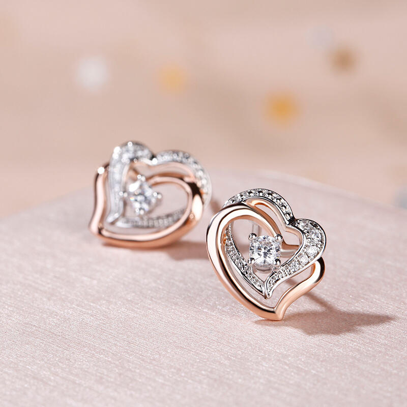 Double Heart Sterling Silver Jewelry Set