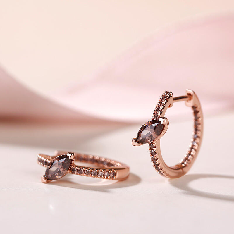 Jeulia Simple Marquise Cut Sterling Silver Hoop Earrings