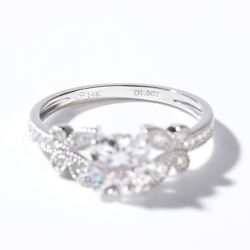 Jeulia Round Cut Butterfly Sterling Silver Ring