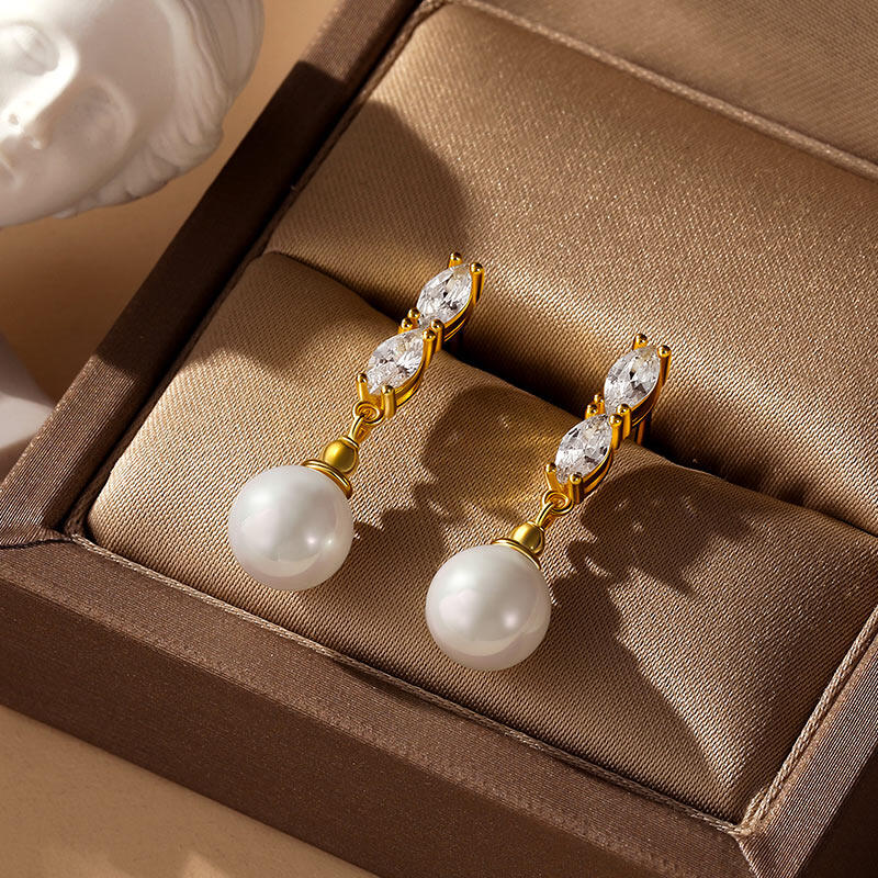 Jeulia Elegant Pearl Drop Earrings Sterling Silver