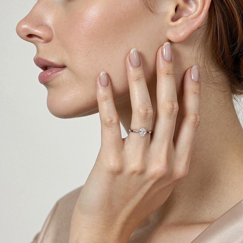 "I Promise To Be With You Forever" 1ct Pear Cut Solitaire Engagement Ring