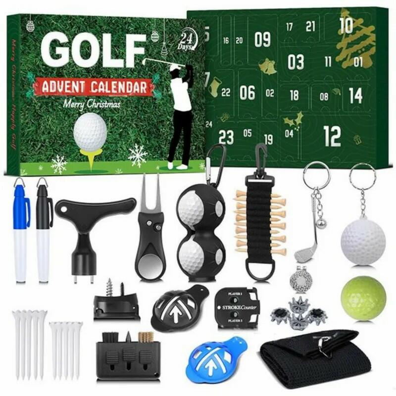 Calendario de Adviento de Herramientas de Golf, Caja Sorpresa de Regalos de Navidad para Aficionados al Golf