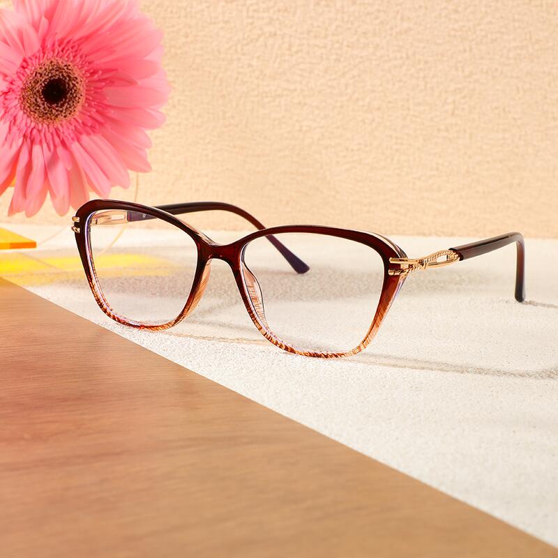 Edwii Cat Eye Braune Brille