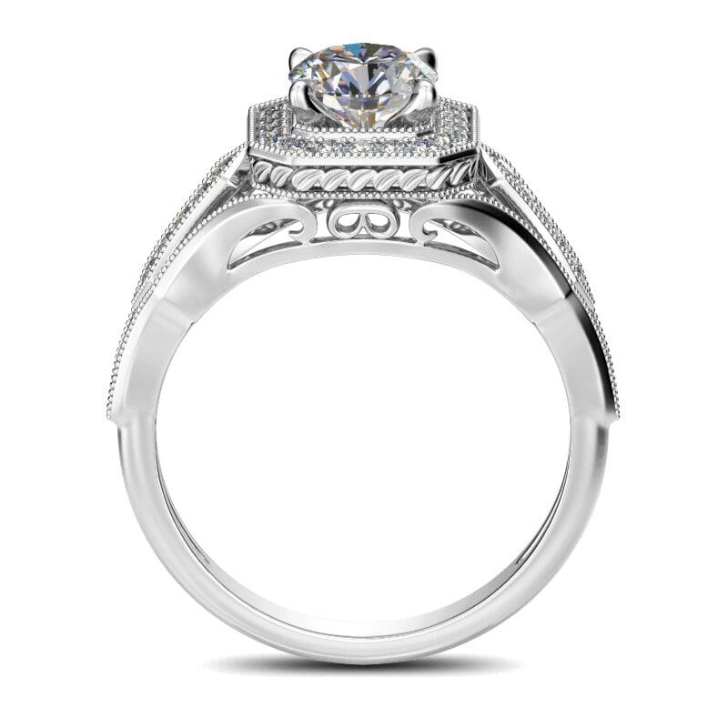 Jeulia Vintage Round Cut Sterling Silver Ring