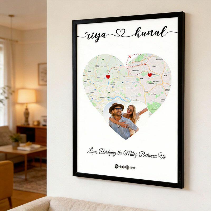 Personalized Map Frame with Custom Photo and Name Simple Gift for ...