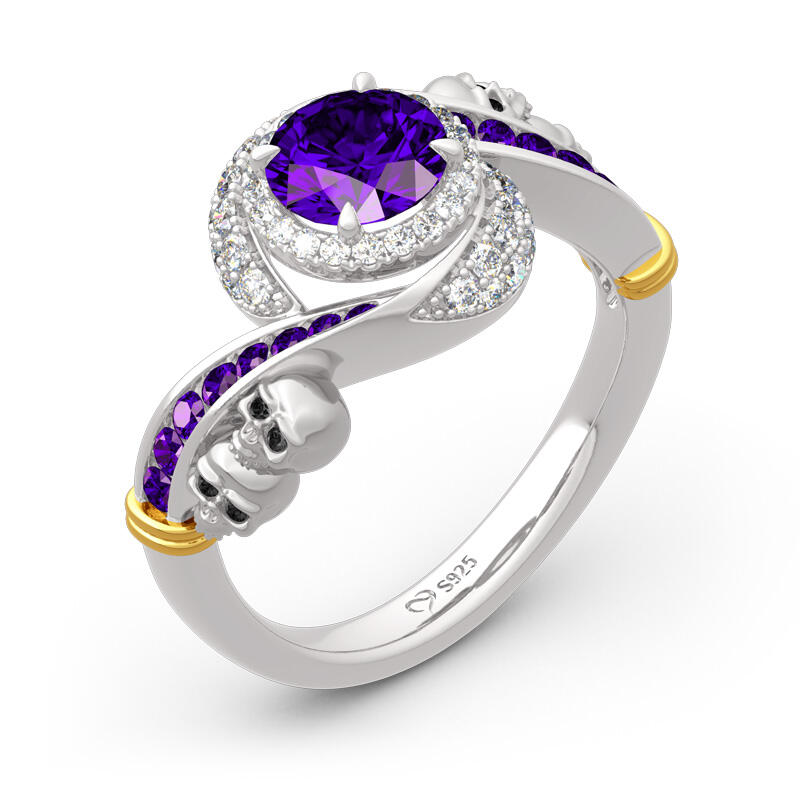 Jeulia スターリングシルバー ヘイロー ドクロ リング