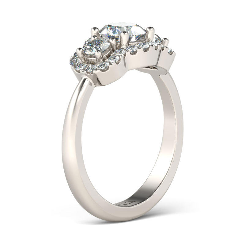 Jeulia Anillo Con Tres Halos Piedras De Talla Rerondas En Plata De Ley